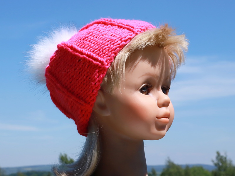 Kleinkindmütze Carly, pink, Bommel
